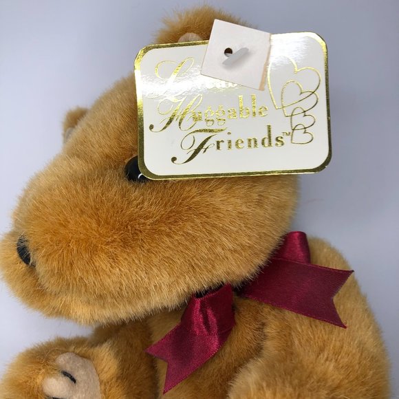 Vintage One Of A Kind Plush Bear 9" Brown Bear with Merlot Bow Collectible - Picture 7 of 8